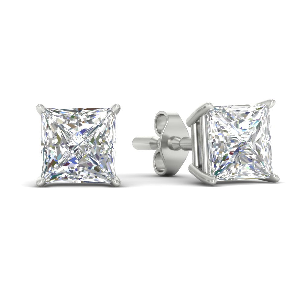 Princess-Cut Diamond Solitaire Stud Earrings [IGI Certified]