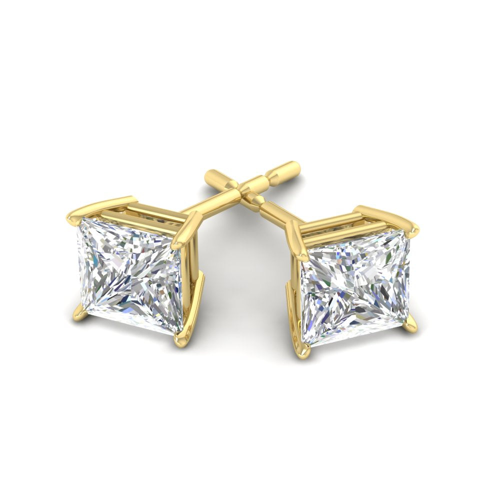 Princess-Cut Diamond Solitaire Stud Earrings [IGI Certified]