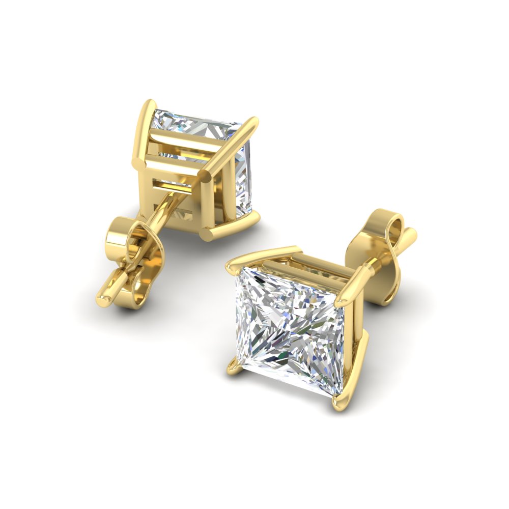 Princess-Cut Diamond Solitaire Stud Earrings [IGI Certified]