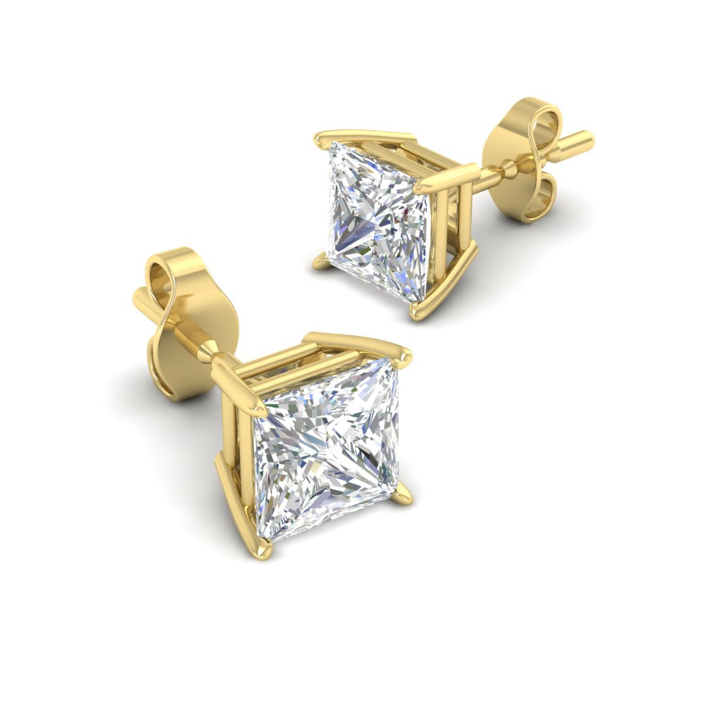Princess-Cut Diamond Solitaire Stud Earrings [IGI Certified]