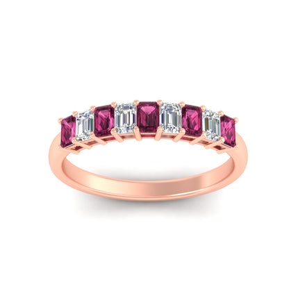 1 Carat Nine Stone Emerald Cut Wedding Band