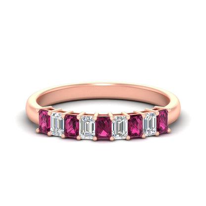 1 Carat Nine Stone Emerald Cut Wedding Band