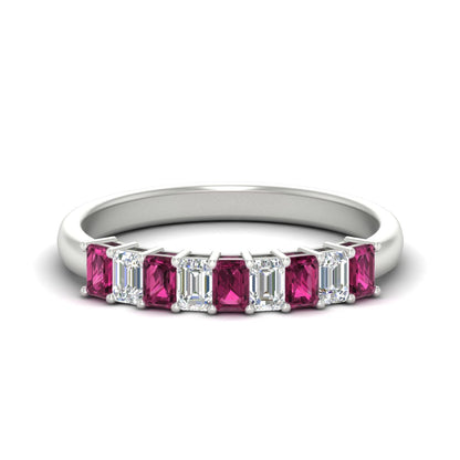 1 Carat Nine Stone Emerald Cut Wedding Band