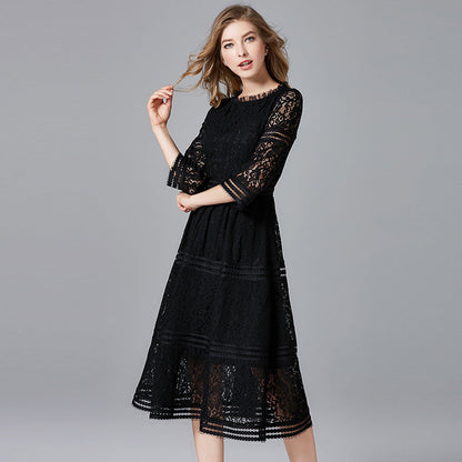 Large Black Dress Long Simple Lace Dresses