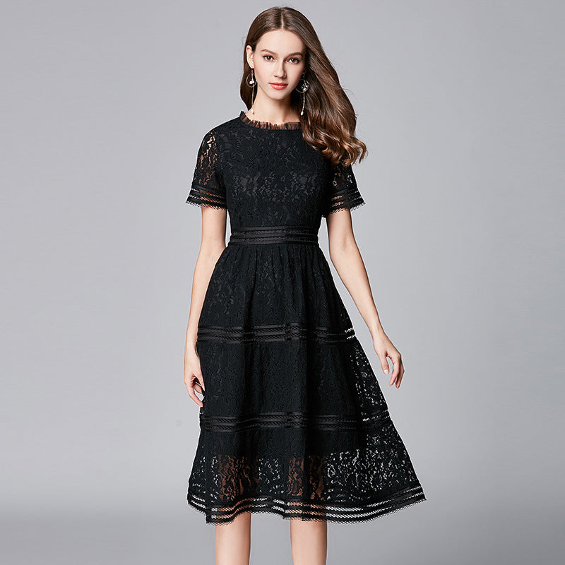 Large Black Dress Long Simple Lace Dresses