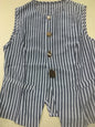Striped Single-Breasted Vest Fashionable Round-Neck Irregular-Button Tank Top