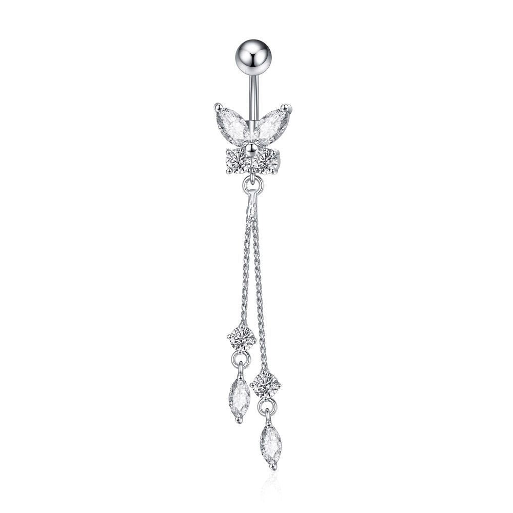 Zircon Tassel Belly Ring Navel Stud Piercing Jewelry