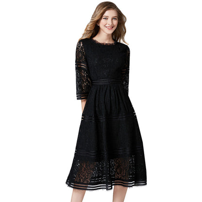 Large Black Dress Long Simple Lace Dresses