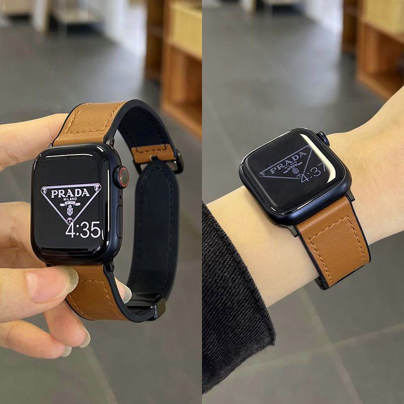 Watch Band Folding Magnetic Buckle Genuine Leather