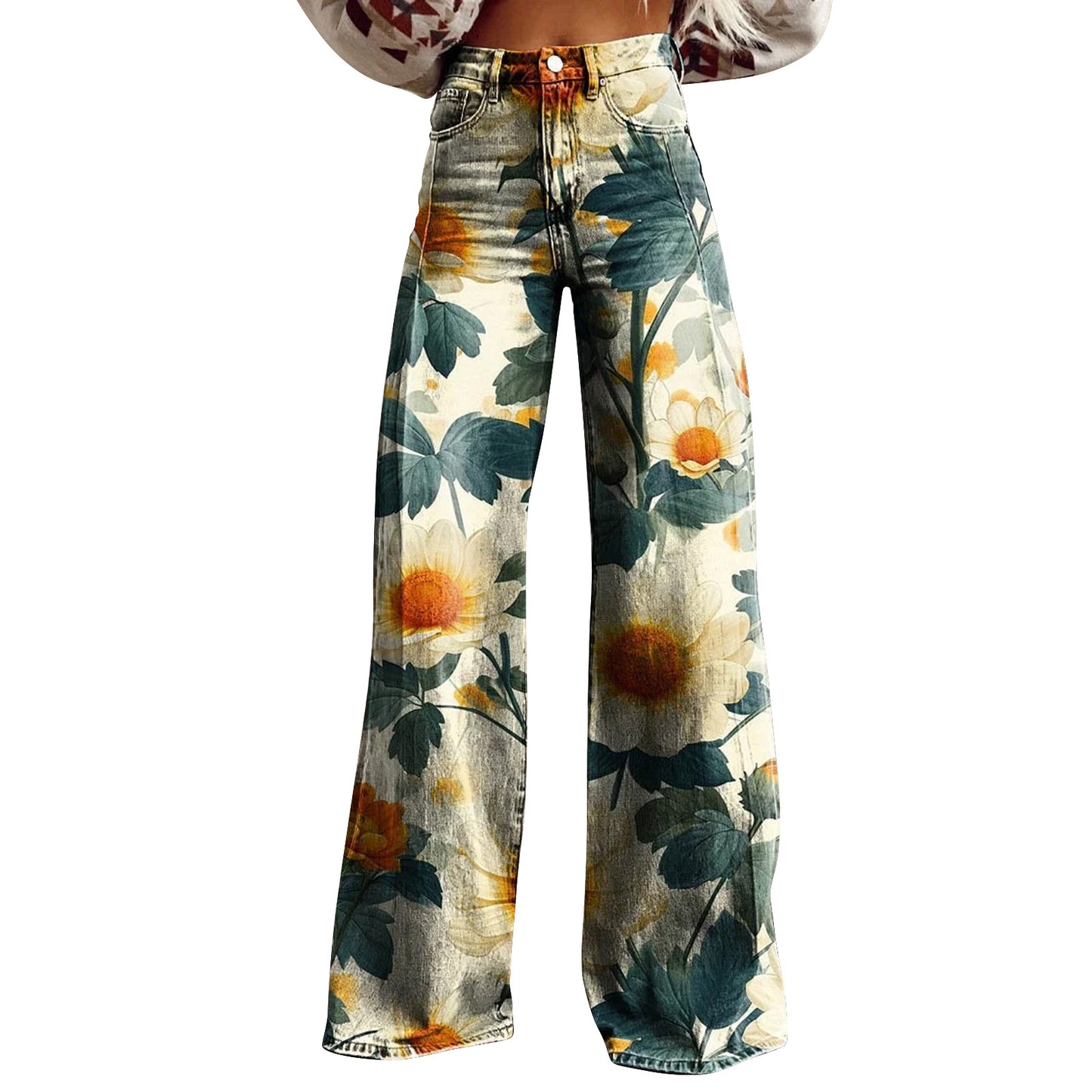 Trendy Flared Denim Jeans Made From Pure Cotton For Women