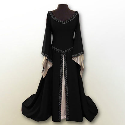 Women's Classical Halloween Christmas Long Sleeve Embroidered Dresses
