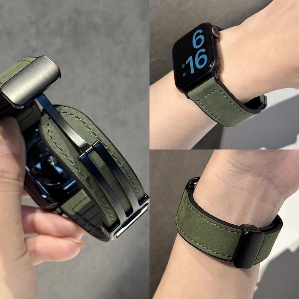 Watch Band Folding Magnetic Buckle Genuine Leather