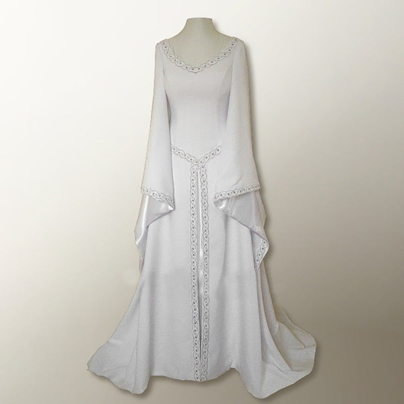 Women's Classical Halloween Christmas Long Sleeve Embroidered Dresses