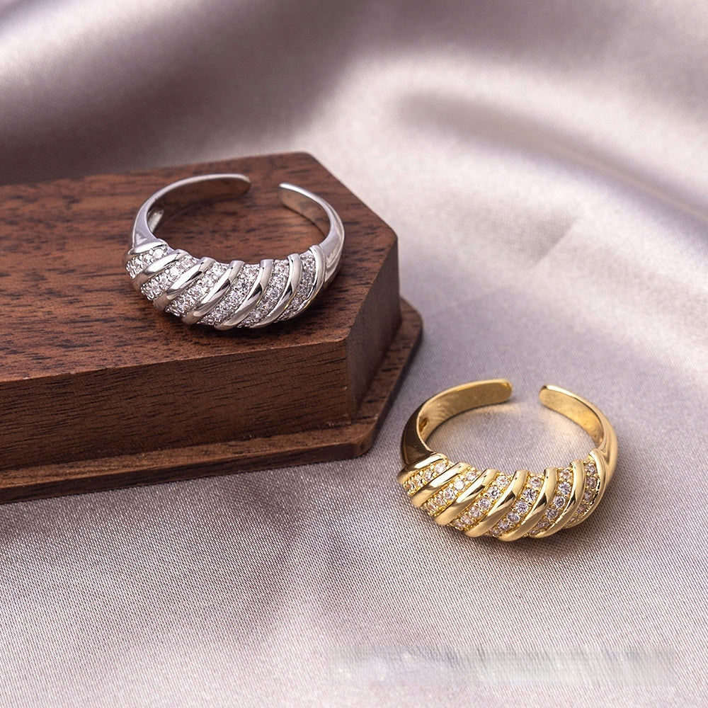 Ring Real Gold Zircon Ornament Adjustable Retro Heavy Industry Ring Ornament Ornament