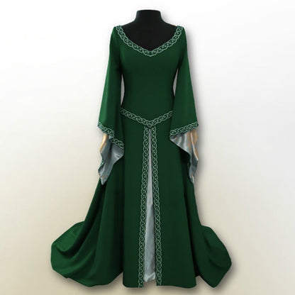 Women's Classical Halloween Christmas Long Sleeve Embroidered Dresses