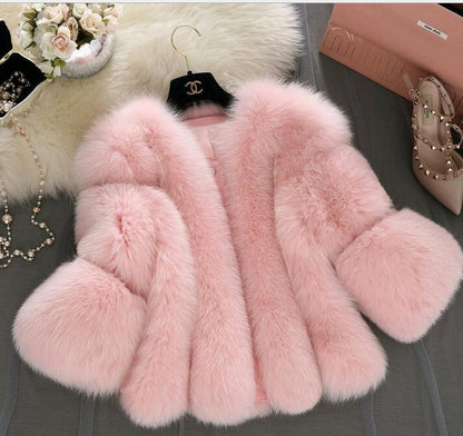 Women's Fur Stitching Integrated Warm Fox Coats