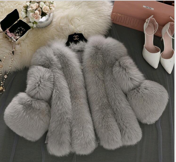 Women's Fur Stitching Integrated Warm Fox Coats