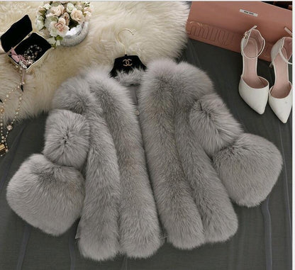 Women's Fur Stitching Integrated Warm Fox Coats