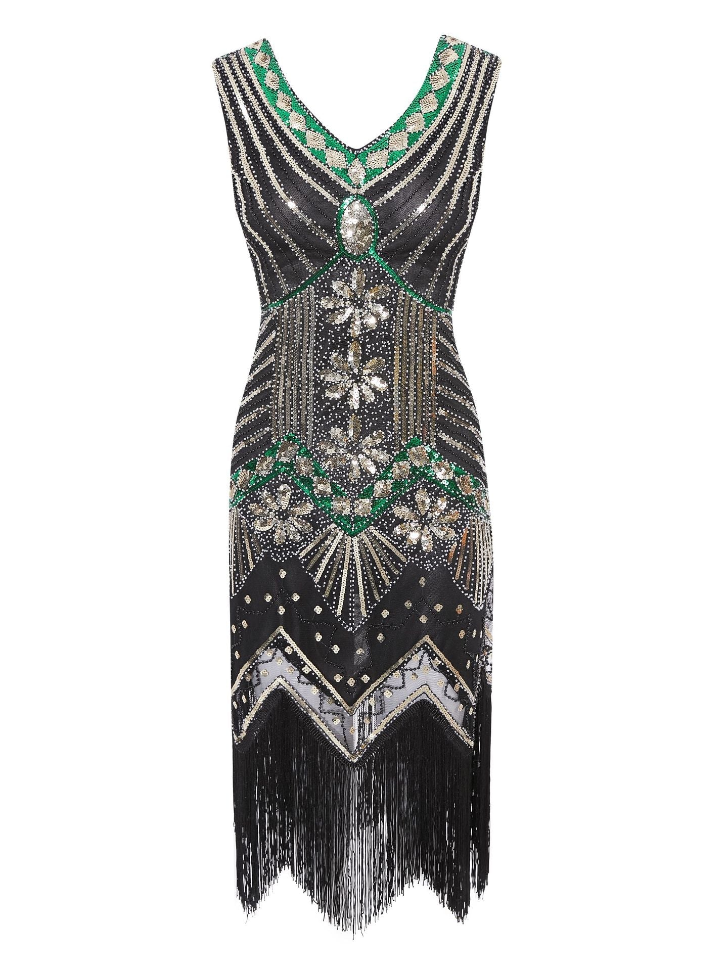 Retro Style Sequin Bead Dress Front Back Evening Dresses
