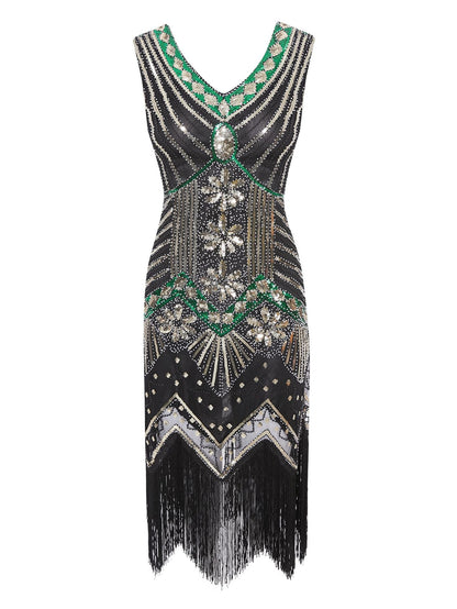 Retro Style Sequin Bead Dress Front Back Evening Dresses