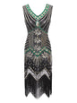 Retro Style Sequin Bead Dress Front Back Evening Dresses