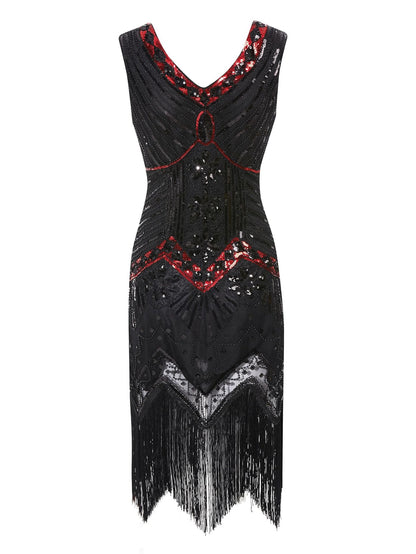 Retro Style Sequin Bead Dress Front Back Evening Dresses