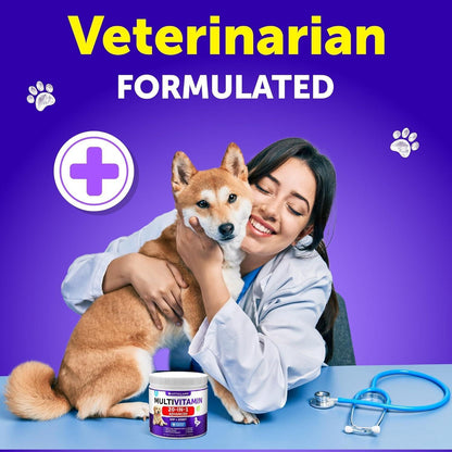 Dog Multivitamin Chewable with Glucosamine 26 in 1 Dog Vitamins and Supplements Senior & Puppy Multivitamin for Dogs Pet Joint Support Health Immunity Mobility Gut Skin 120 Chews