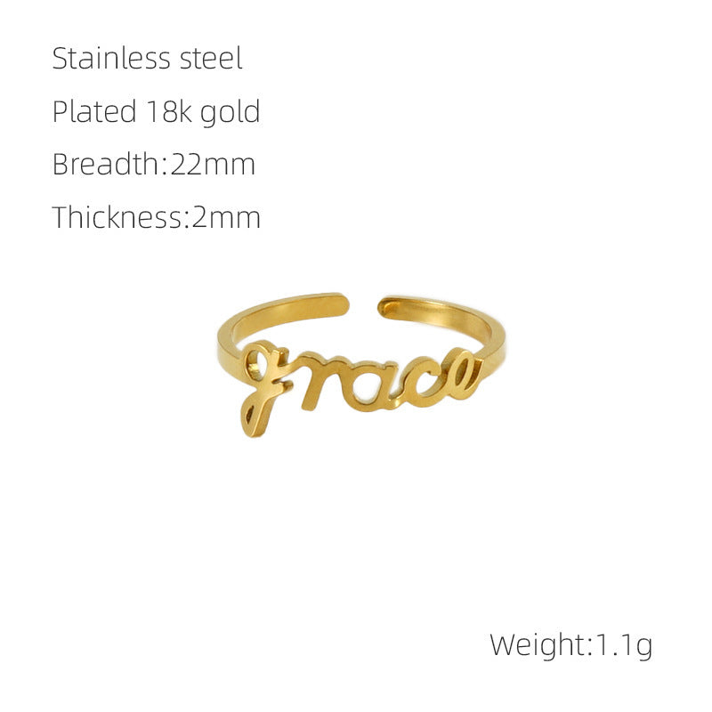 New Stainless Steel English Letters Ring