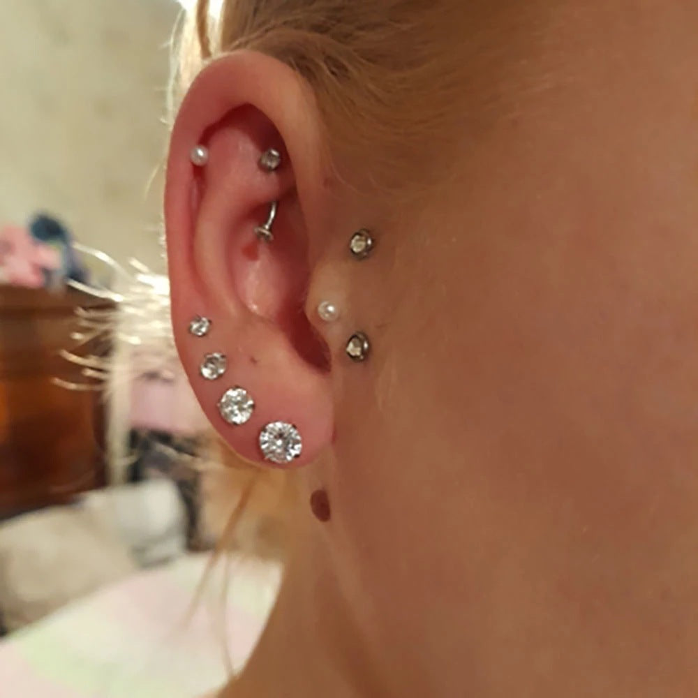 Simple Pearl White Labret Stud Earrings Human Body Piercing Accessories