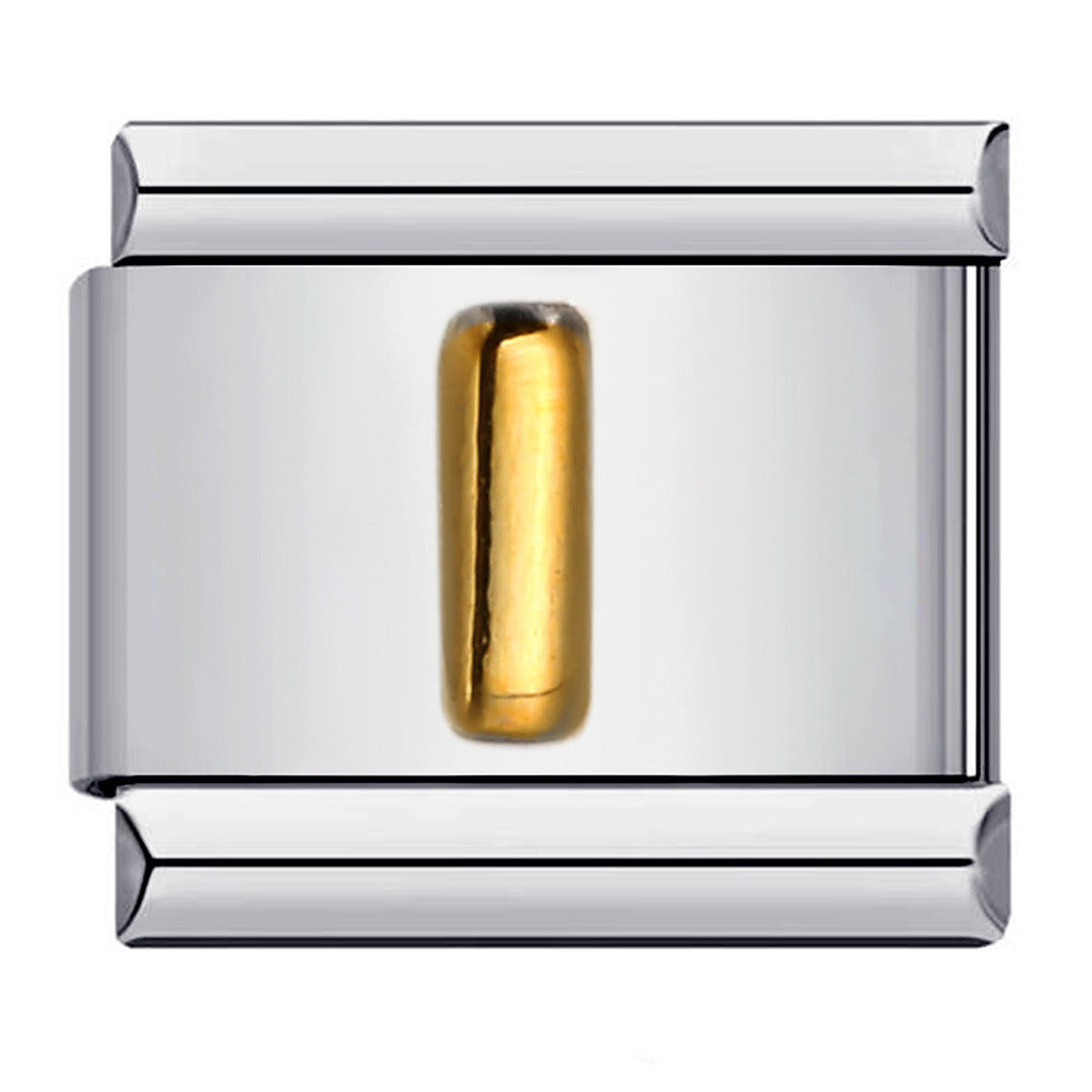 Titanium Steel Gold-plated Raised English Letters DIY Italian Module