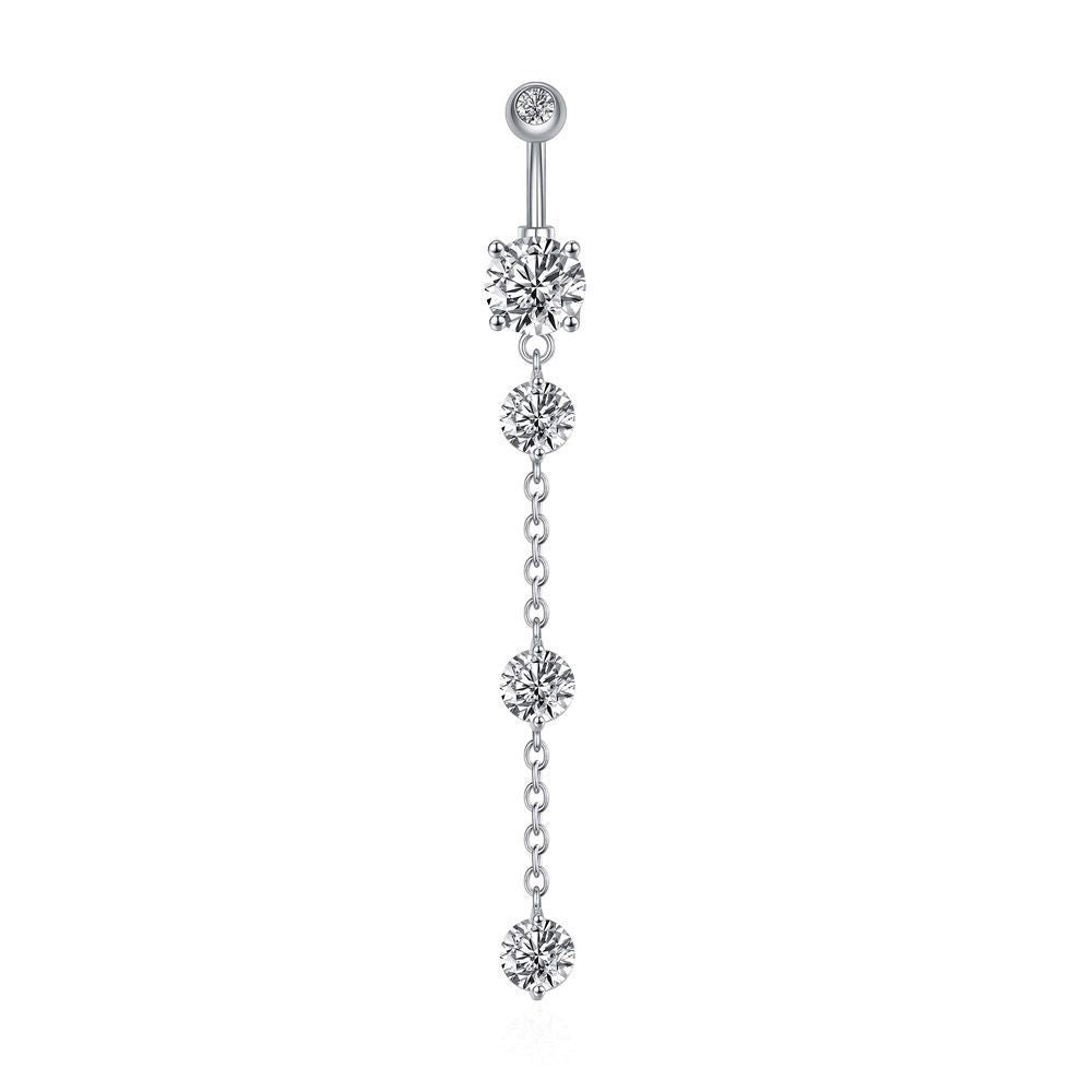 Zircon Tassel Belly Ring Navel Stud Piercing Jewelry