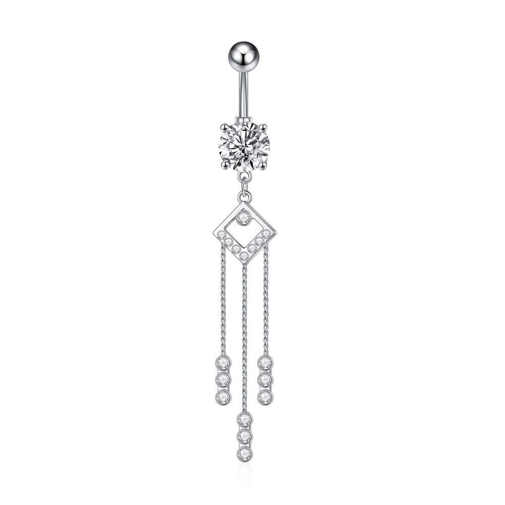 Zircon Tassel Belly Ring Navel Stud Piercing Jewelry