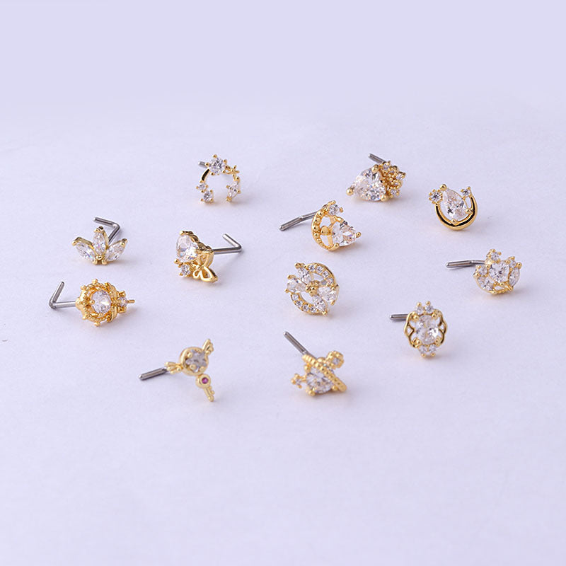 Fashion Personality Love Crown Zircon Nose Stud