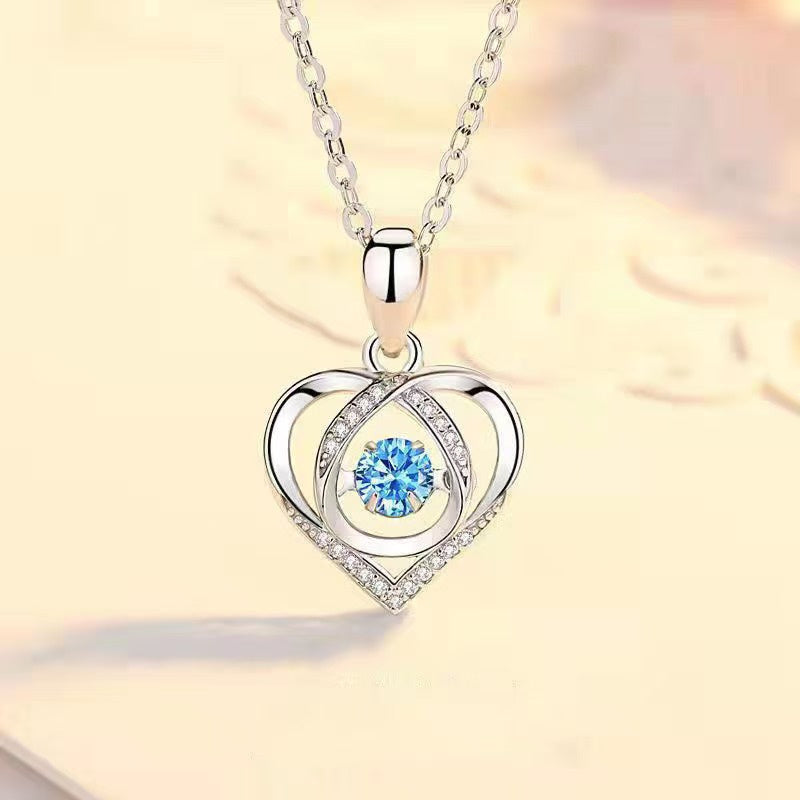 Beating Heart Necklace Light Extravagant Love Heart Ocean Heart Clavicle Chain Jewelry Suit