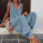 Women's Casual Sleeveless Hooded Long Jumpsuit With Drawstring Ankle Cuffs