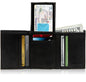 Genuine Leather Trifold Wallet – Flip-Up Dual ID Windows, RFID Blocking