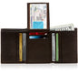 Genuine Leather Trifold Wallet – Flip-Up Dual ID Windows, RFID Blocking