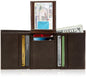 Genuine Leather Trifold Wallet – Flip-Up Dual ID Windows, RFID Blocking