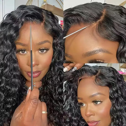 Glueless Wig Deep Wave Human Hair Wigs Ready To Wear Pre-Cut Lace Wear And Go Glueless Wigs Lace Front Human Hair Wig For Women