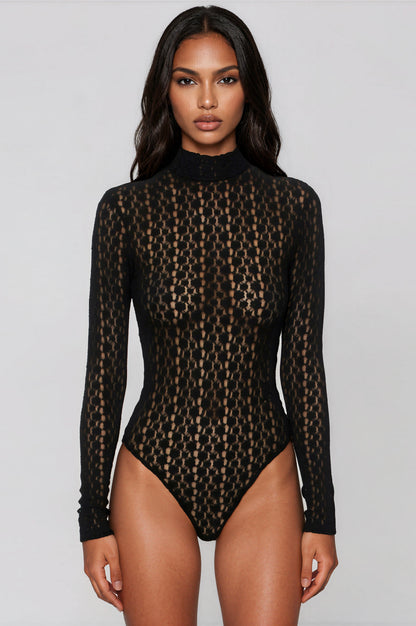 Vezza Floral Mesh Bodysuit – Black (Final Sale)