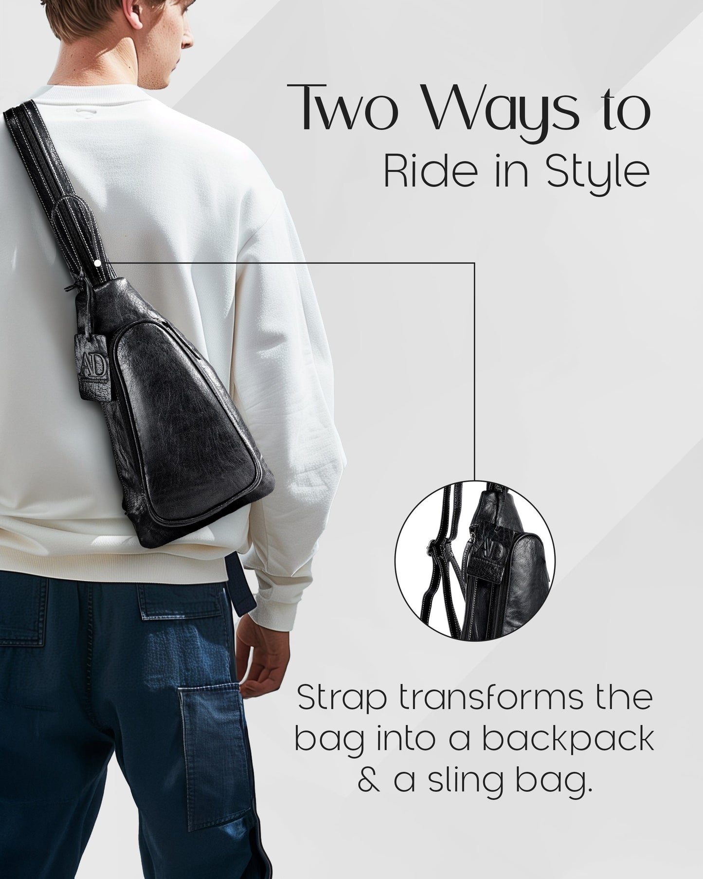 Genuine Leather Sling Bag – Crossbody, Hidden AirTag Pocket