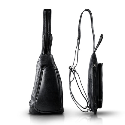 Genuine Leather Sling Bag – Crossbody, Hidden AirTag Pocket