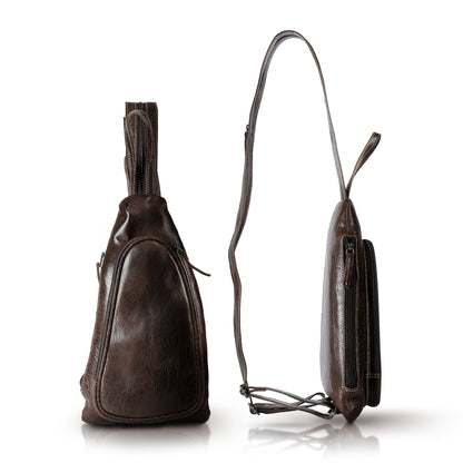Genuine Leather Sling Bag – Crossbody, Hidden AirTag Pocket