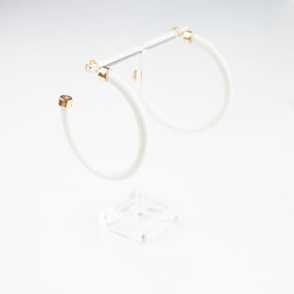 White Hoop Earrings