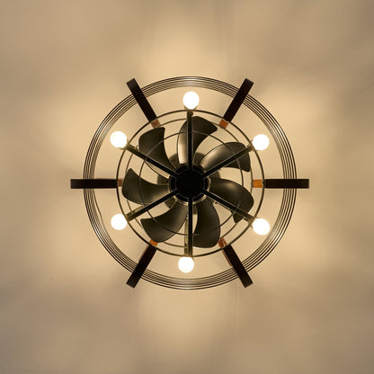 Caged Ceiling Fan with 6 LED Lights
