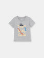 Short Sleeve T-Shirt with (Tiny Dino) Graphic - Grey