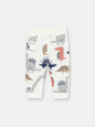 Waistband Joggers with Adjustable Cuffs in (Dino Party) Pattern - White