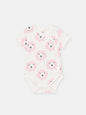 Short Sleeve Wrap Front Bodysuit with (Floral Lion) Pattern - White