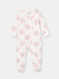On-the-Go Zipper Jumpsuit with Non-Slip Footies in (Floral Lion) Pattern - White