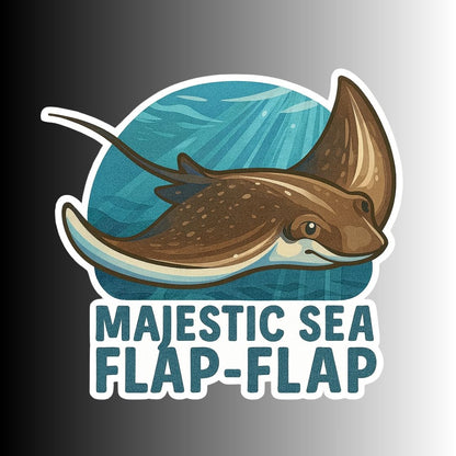 "MAJESTIC SEA FLAP-FLAP" Cute Funny Sting Ray Sticker